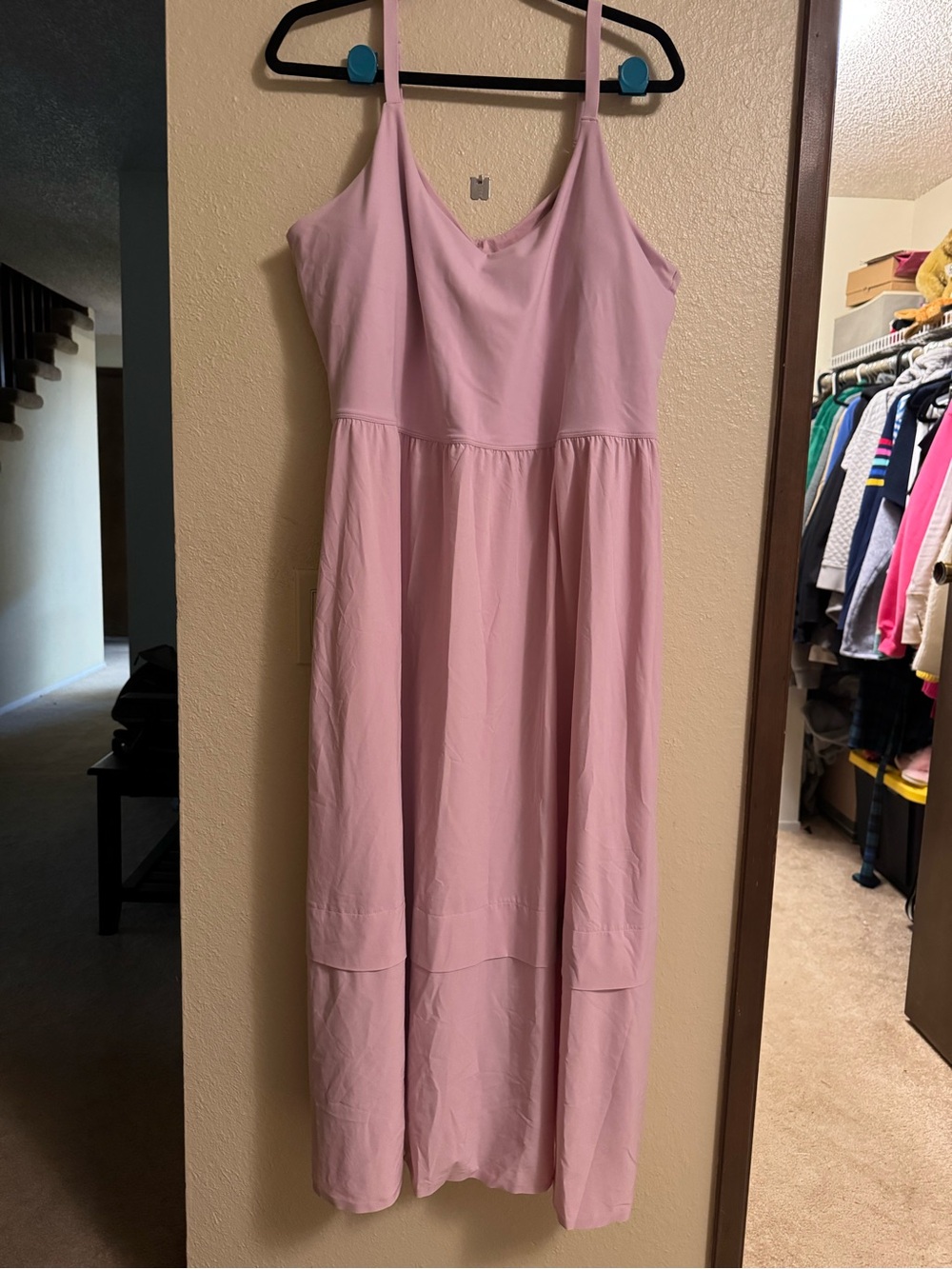 Athleta Pink Midi Spaghetti Strap Dress